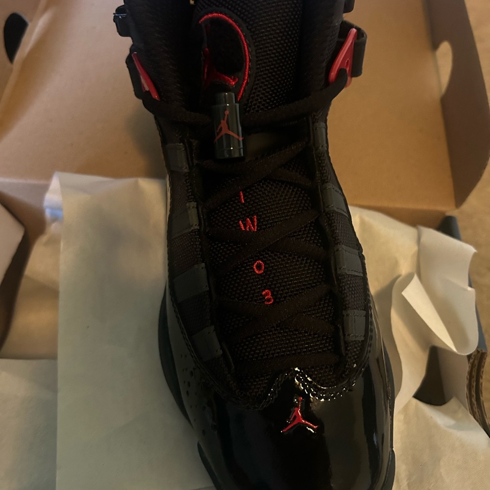 Jordan 6 Rings Black and Red Sneakers